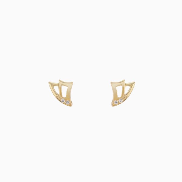 Tiesh 22kt Gold Wing-Inspired Delicate Stud Earrings with American Diamonds