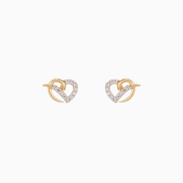 Tiesh 22kt Gold Heart-Shaped Earrings with American Diamonds