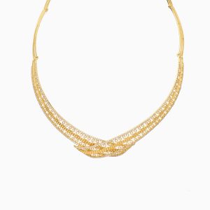 Tiesh Bridal Necklace Made of 22kt Gold and set with American Diamonds